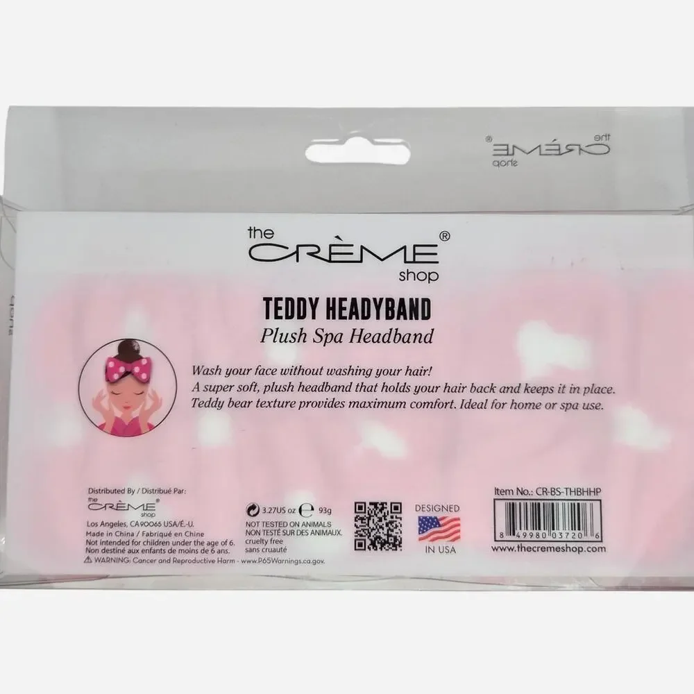 Pink with white hearts plush 3D Teddy Headband